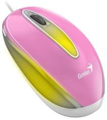 Genius DX-Mini / Miška, žična, optična, 1000DPI, 3 gumbi, USB, RGB LED, roza