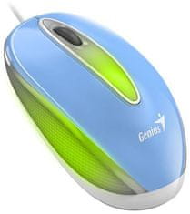 Genius DX-Mini / Miška, žična, optična, 1000DPI, 3 gumbi, USB, RGB LED, modra