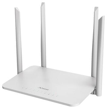 STRONG dvopasovni usmerjevalnik 1200S/ stojalo Wi-Fi. 802.11a/b/g/n/ac/ 1200 Mbit/s/ 2,4 GHz in 5 GHz/ 4x LAN/ 1x WAN/ 1x USB/ bel