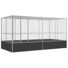 Vidaxl Voliera s podaljškom srebrna 418x207x212 cm jeklo