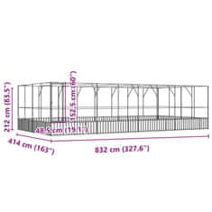 Vidaxl Voliera s podaljškom srebrna 832x414x212 cm jeklo