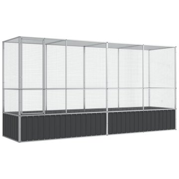 Vidaxl Voliera s podaljškom srebrna 418,5x107x212 cm jeklo