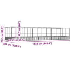 Vidaxl Voliera s podaljškom srebrna 1139x307x212 cm jeklo