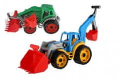 Teddies Traktor/nakladalnik/kopalka z 2 vedri iz plastike s prostim tekom 2 barvi v mreži