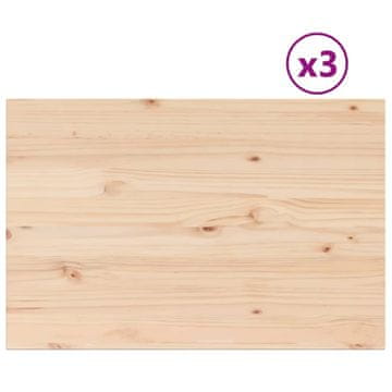 Vidaxl Mizna plošča 3 kosi 80x53x1,7 cm pravokotna trdna borovina