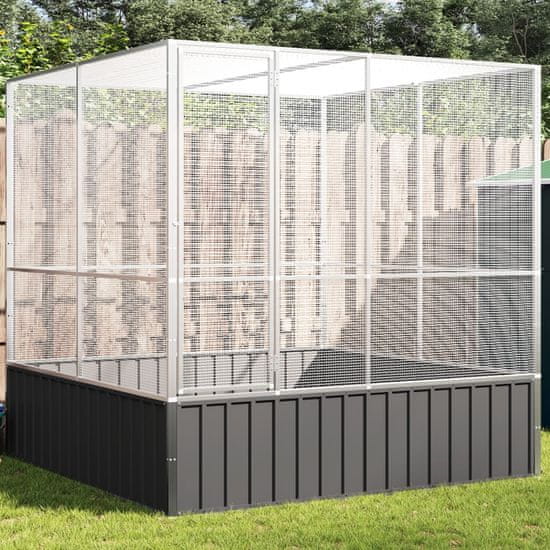 shumee vidaXL Voliera srebrna 211x207x212 cm jeklo