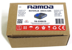 Ramda RA 698629 baterija Li-Ion 20 V 2.5 Ah