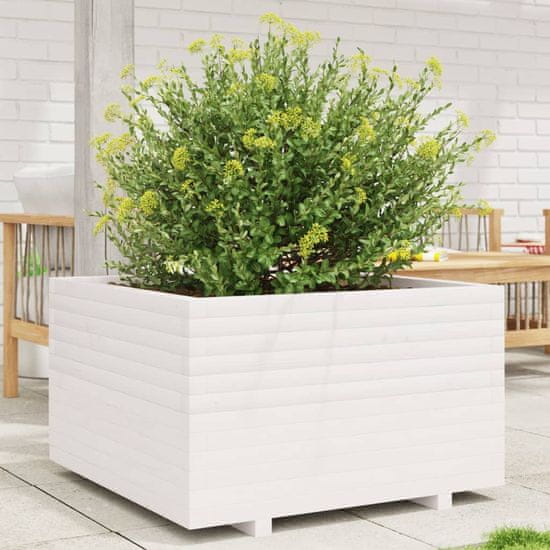 shumee Vrtno cvetlično korito belo 80x80x49.5 cm trdna borovina