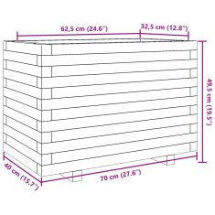 Vidaxl Vrtno cvetlično korito 70x40x49,5 cm trdna borovina