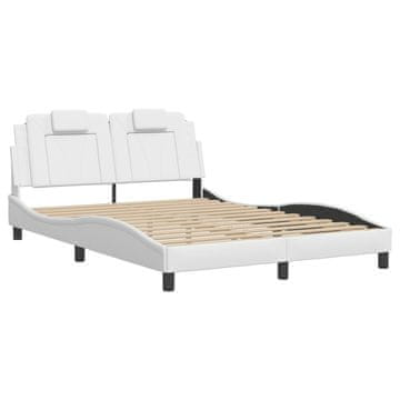 Vidaxl Posteljni okvir brez vzmetnice Viana bel 140x190 cm umetno usnje
