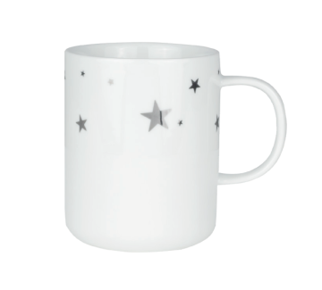 Ljubki dom Bela porcelanasta skodelica SILVERSTAR