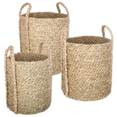 Ljubki dom Komplet 3 okroglih košar WICKER