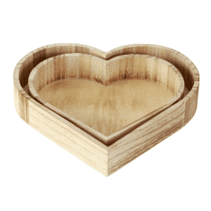 Ljubki dom Komplet 2 lesenih pladnjev HEART TRAY