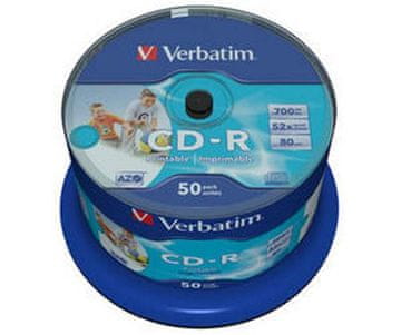 Verbatim CD-R 700MB 80min 52x Crystal WIDE Printable 50-cake