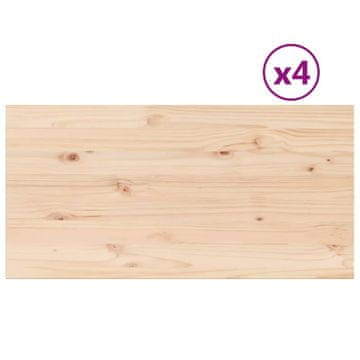 Vidaxl Mizna plošča 4 kosi 100x50x2,5 cm pravokotna trdna borovina