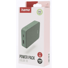 Hama Colour 10, powerbank 10000 mAh, 3 A, izhod: USB-C, USB-A, zelena