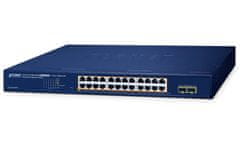 Planet GS-2210-24P2S WEBsmart stikalo L2, 24x1Gb, 2x1Gb SFP, 24x PoE 802.3at 260W, QoS