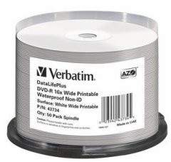 Verbatim DVD-R DataLifePlus 4,7 GB, 16x, tiskljiv, vodoodporen, vreteno, 50 kosov