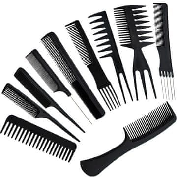 UNBRANDED Frizerski glavniki - set 10 kom