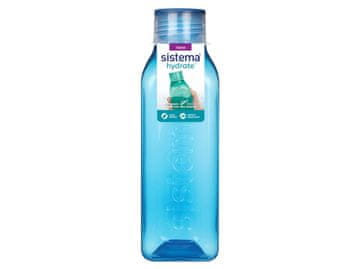 Sistema Square Kvadratna steklenička z vijačnim pokrovčkom Hydrate Square 725 ml, modra