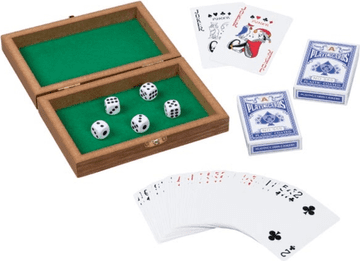 Goki Igralne karte in kocke v leseni škatli