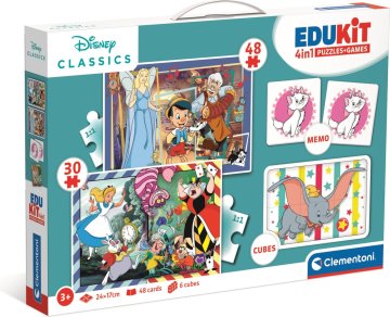 Clementoni Edukit Disney Classics 4v1 (igra za spomin, 48 + 30 sestavljank, 6 kock)