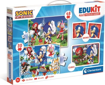 Clementoni Edukit Sonic 4v1 (igra spomina, 48 + 30 ugank, 6 kock)
