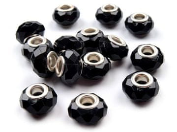 Plastične kroglice z veliko luknjo 14,5x9 mm - črne (20 kosov)