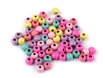 Lesene kroglice pastelne barve Ø8 mm - mix (20 g)