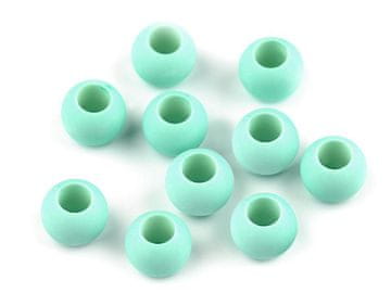 Plastične kroglice mat z veliko luknjo 10x12 mm - (29) mint (20 kosov)