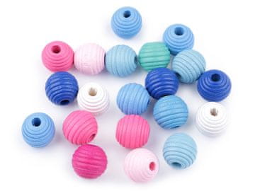 Lesene kroglice z vdolbinicami Ø13 mm - mešanica barv (20 kosov)