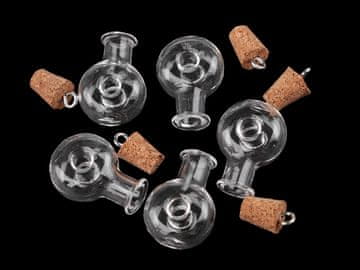 Steklena steklenička s pluto 20x28 mm - transparentna