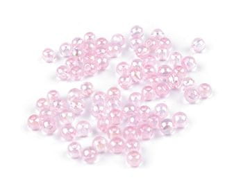 Mavrične plastične kroglice Ø6 mm - roza (10 g)