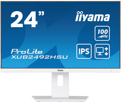 iiyama ProLite monitor XUB2492HSU-W6 24" IPS, Full HD, bel, 3-stranski brez robov, frekvenca osveževanja 1000 Hz, HDMI, Display Port, USB Hub, nastavljiva višina