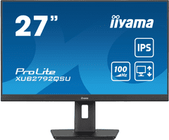 iiyama ProLite monitor XUB2792QSU-B6 27" IPS, 2560x1440, FreeSync, 100Hz, 3-stranski brez robov, črn, HDMI, Display Port, USB Hub, nastavljiva višina
