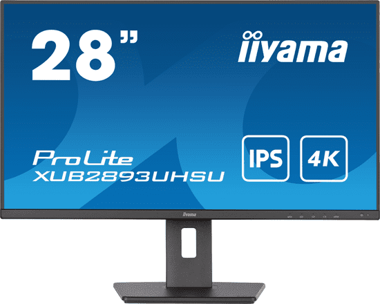 iiyama ProLite XUB2893UHSU-B5, 28" plošča IPS, ločljivost 4K, 3-stranska zasnova brez robov, stojalo, nastavljivo po višini, brez utripanja in zmanjšanje modre svetlobe