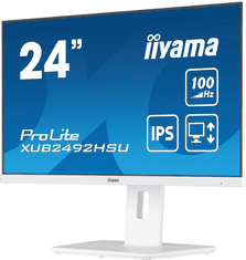 iiyama ProLite monitor XUB2492HSU-W6 24" IPS, Full HD, bel, 3-stranski brez robov, frekvenca osveževanja 1000 Hz, HDMI, Display Port, USB Hub, nastavljiva višina