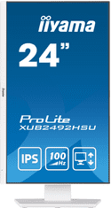 iiyama ProLite monitor XUB2492HSU-W6 24" IPS, Full HD, bel, 3-stranski brez robov, frekvenca osveževanja 1000 Hz, HDMI, Display Port, USB Hub, nastavljiva višina