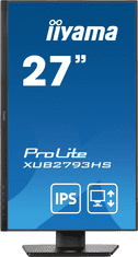 iiyama Monitor ProLite XUB2793HS-B6 27", črn, nastavljiv po višini, plošča IPS, 3-stranska oblika brez robov, HDMI, DisplayPort