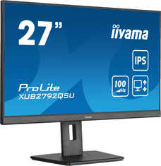 iiyama ProLite monitor XUB2792QSU-B6 27" IPS, 2560x1440, FreeSync, 100Hz, 3-stranski brez robov, črn, HDMI, Display Port, USB Hub, nastavljiva višina