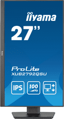 iiyama ProLite monitor XUB2792QSU-B6 27" IPS, 2560x1440, FreeSync, 100Hz, 3-stranski brez robov, črn, HDMI, Display Port, USB Hub, nastavljiva višina
