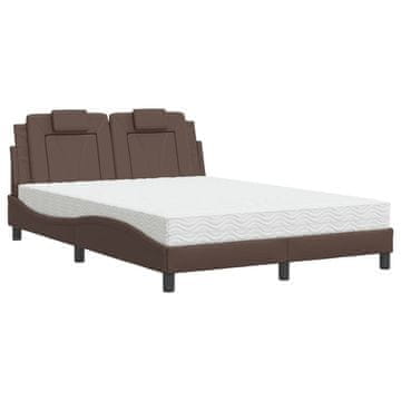 Vidaxl Postelja z vzmetnico Viana rjava 140x190 cm umetno usnje