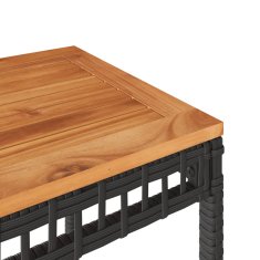 Vidaxl Bistro garnitura 3-delna z blazinami črn poli ratan in akacija