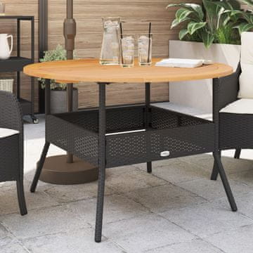 Vidaxl vidaXL Vrtna miza z akacijevo ploščo črne barve Ø110x71 cm PE ratan
