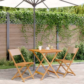 Vidaxl vidaXL 3-delni bistro set, taupe blago in les