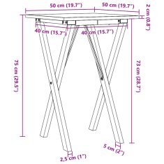 Vidaxl vidaXL Jedilna miza z nogami v obliki črke X 50x50x75 cm