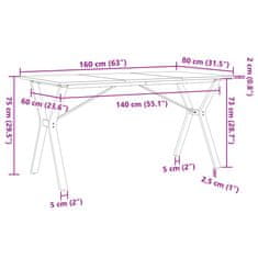 Vidaxl vidaXL Jedilna miza z nogami v obliki črke Y 160x80x75 cm