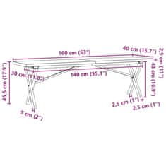 Vidaxl vidaXL Klubska mizica z nogami v obliki črke X 160x40x45,5 cm