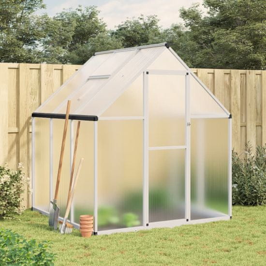 shumee Rastlinjak z okvirjem srebrn 169x169x195 cm aluminij