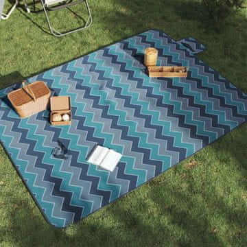Vidaxl vidaXL Zložljiva odeja za piknik modra valovita 200x150 cm žametna
